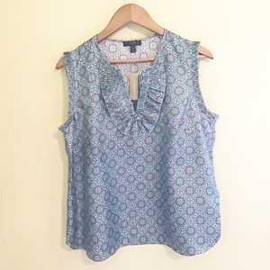 J CREW Blue SILK Foulard Margot Sleeveless Top NWT